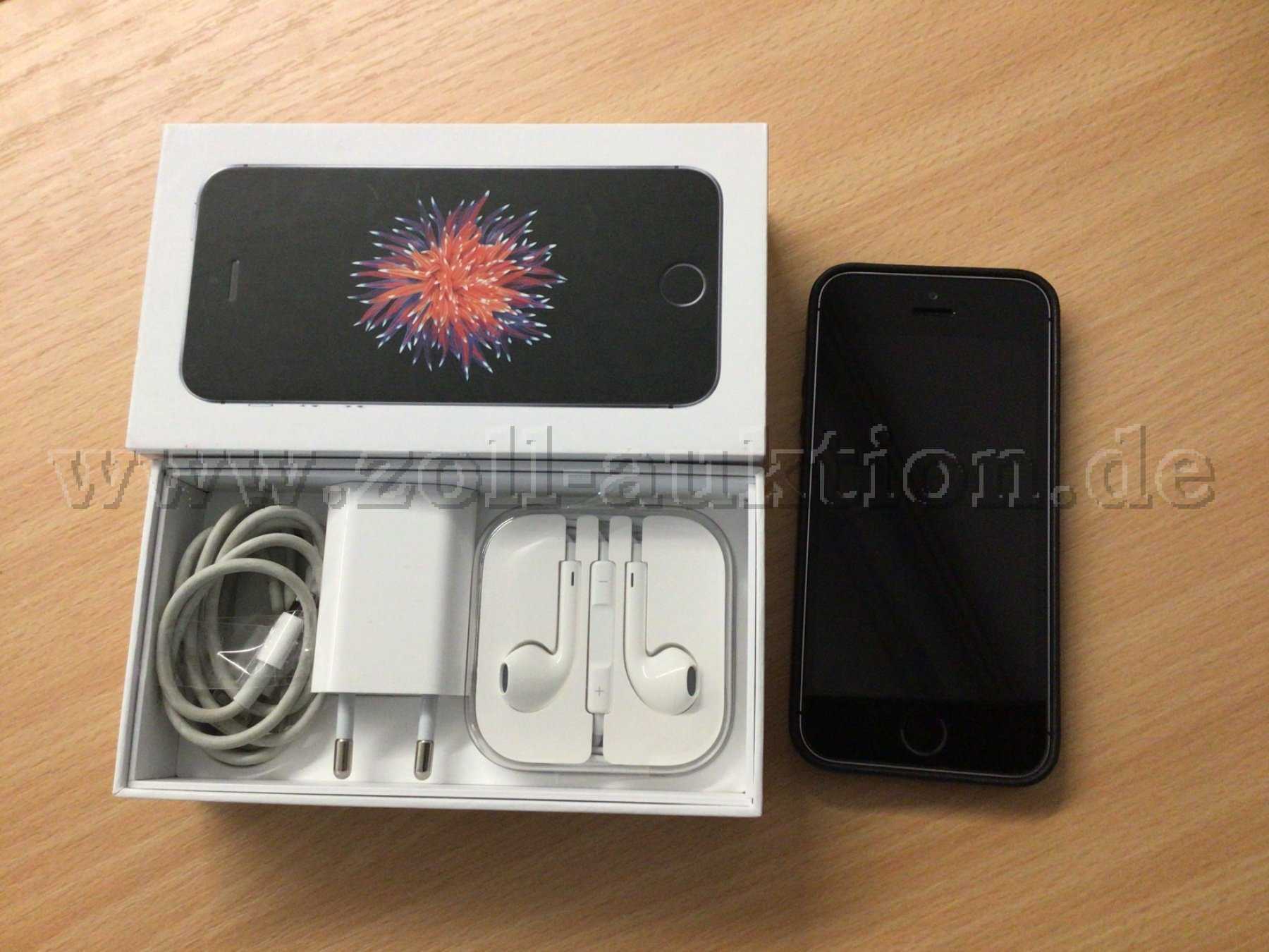 Apple iPhone SE 1 Ansicht Vorderseite mit Zubehör und Karton