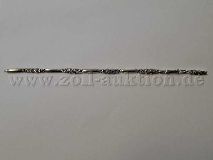 1 Armband mit Schmucksteinen – 585er Weißgold – ca. 20 cm – kavel bij Zoll-Auktion, Reutlingen