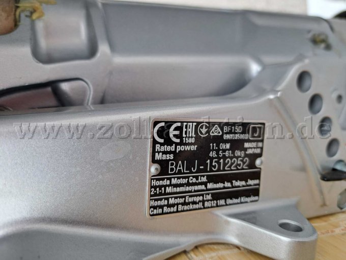 1 Außenbordmotor Honda Motor Co. Ltd. Modell: BF15D – foto 4 – kavel bij Zoll-Auktion, Regenstauf