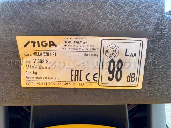 Aufsitzmäher - Typenschild