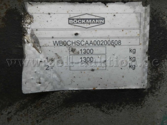 1 Böckmann Zentralachsanhänger CHSC, defekt, gebraucht: Detailansicht Typenschild