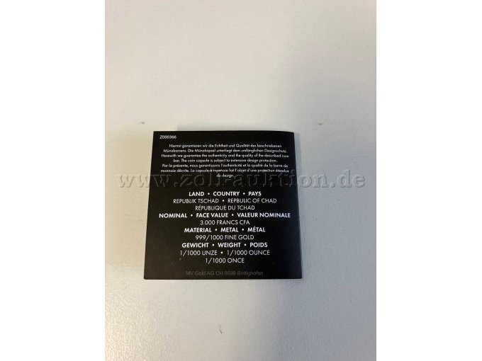 Rückseite Echtheitszertifikat