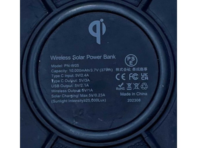 Solar Power Bank Herstellerangaben