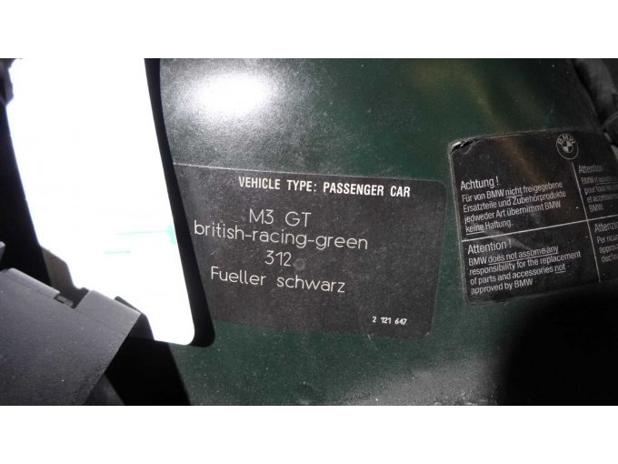 BMW E36 M3 GT Typenschild