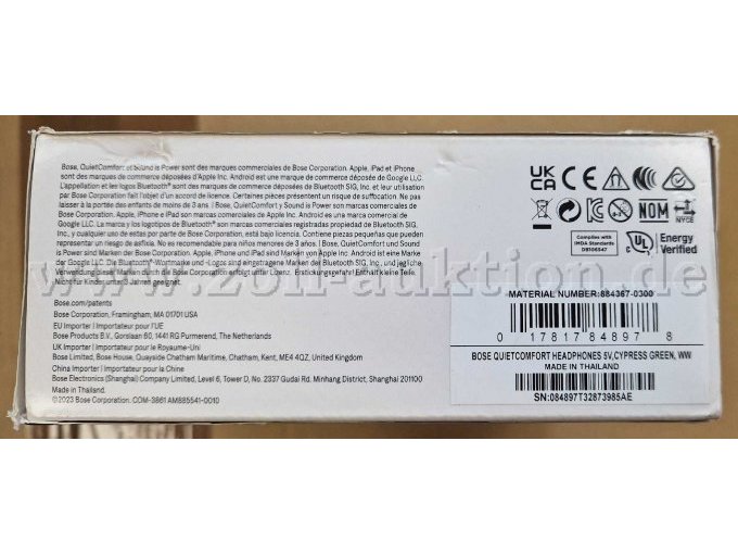 Verpackung Unterseite