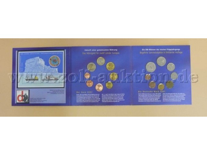 1 BRD Währungswechsel-Satz 2001/2002 letzter DM und erster Euro Kursmünzensatz – foto 2 – kavel bij Zoll-Auktion, Hof