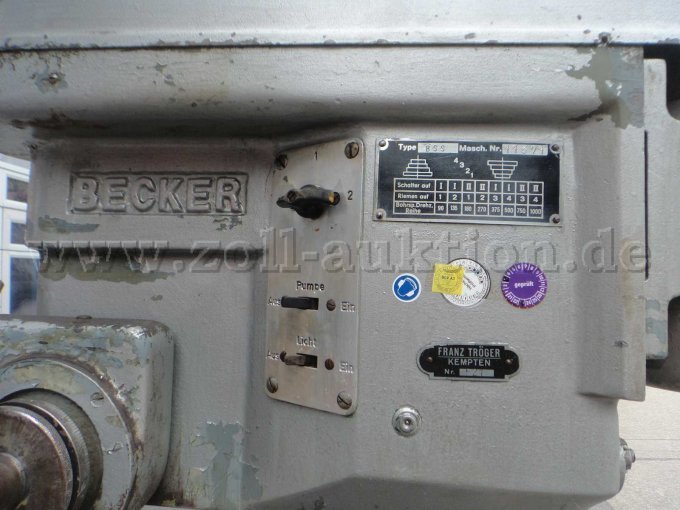 Becker BBS Ständerbohrmaschine, Typenschild