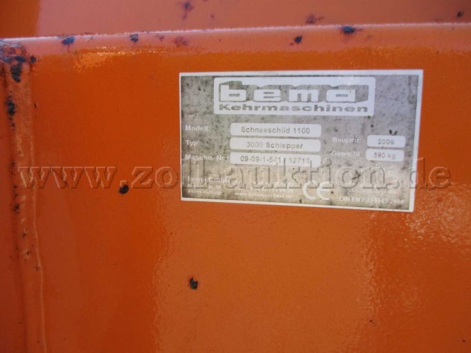 1 Bema Schneeschild 1100 Typ 3000 Schlepper – foto 5 – kavel bij Zoll-Auktion, Rhede