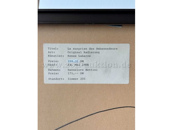 1 afbeelding van de kunstenares Renée Lubarow - "Le surprise des ambassadeurs" – foto 5 – kavel bij Zoll-Auktion, München