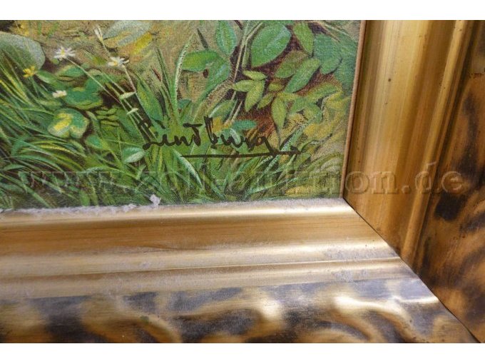 Detailansicht Bild mit Signatur und Rahmen