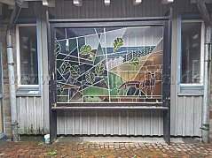 Gesamtansicht Bleiglasfenster mit Ständerwerk