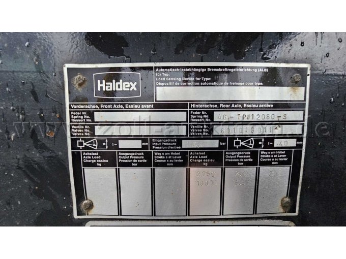 Schild mit technischen Daten