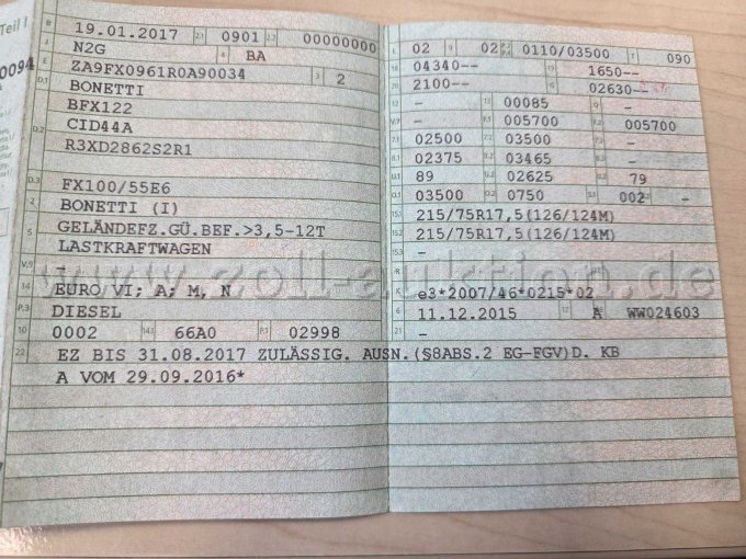 Zulassungsbescheinigung Teil I