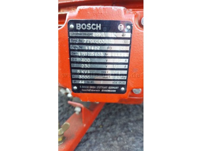 Ansicht Typenschild Bosch Generator