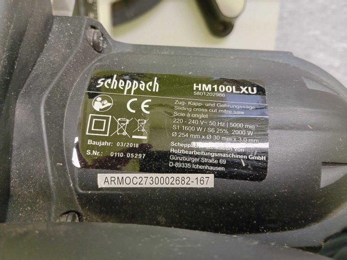 Scheppach Kappzugsäge mit CE-Kennzeichnung