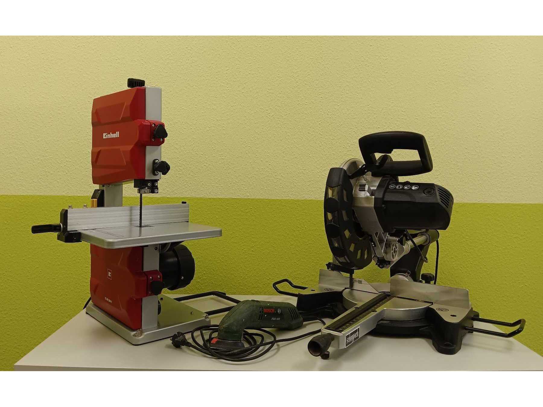 Bosch Deltaschleifer, Scheppach Kappzugsäge & Einhell Bandsäge
