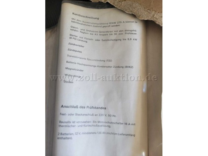 Bosch EFAW 275 A Kombinationsprüfstand - Ansicht Beschreibung 1