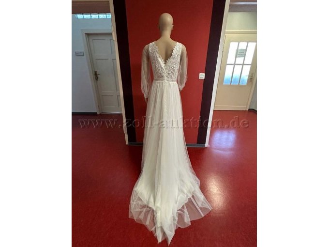Brautkleid Bianco Evento "Debora"  Gr. 44, mit Ärmeln Gesamtansicht von hinten