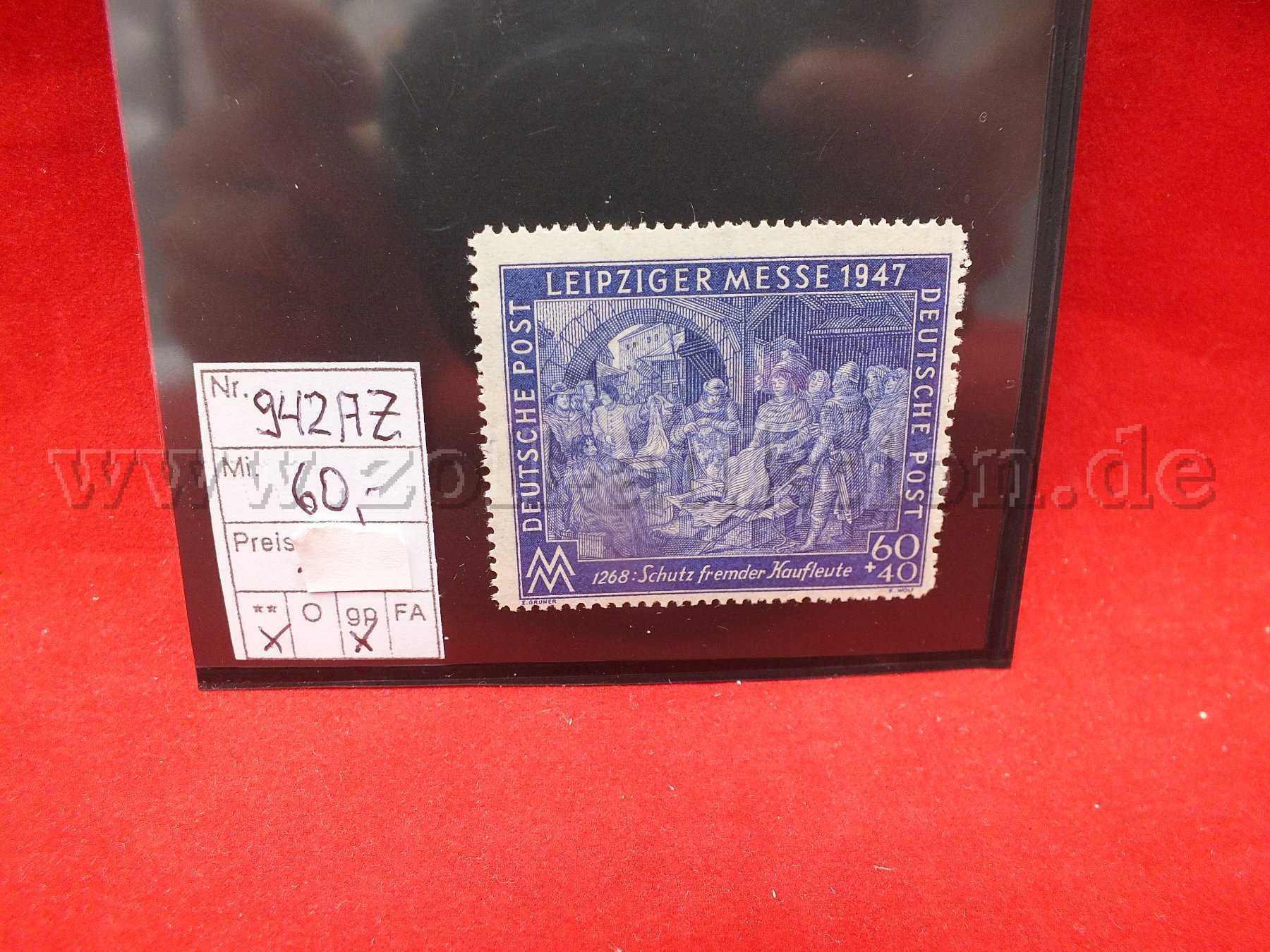 Gesamtansicht der Auktionsware der Briefmarken "Leipziger Messe 1947"
Michel Nr. 942AZ