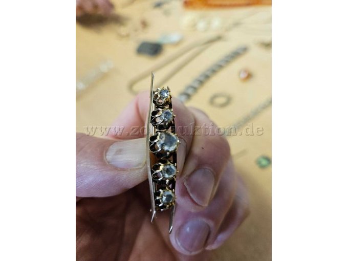 1 Brosche Gold 585er mit Diamanten – kavel bij Zoll-Auktion, Bad Berka