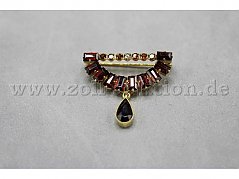 Brosche aus 585er Gold mit Granat, Frontansicht