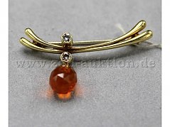 Brosche aus 585er Gold mit Opal und Diamanten