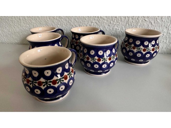 Bunzlauer Keramik Set - 6 bauchige Tassen