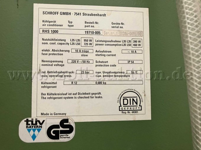 Typschild Kühlgerät