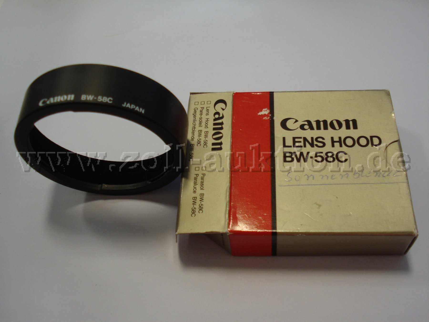 Canon LENS HOOD BW-58C Gegenlichtblende mit Aufbewahrungsschachtel.
