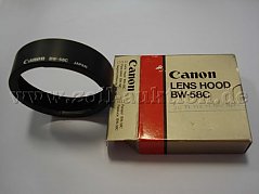 Canon LENS HOOD BW-58C Gegenlichtblende mit Aufbewahrungsschachtel.