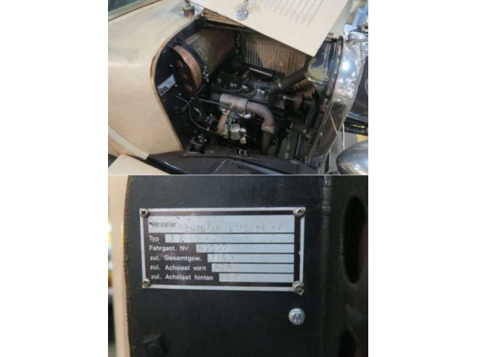 Chenard Walcker, Z2, Ansicht Motor und Typenschild