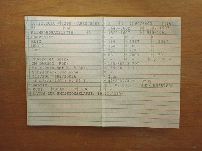 Zulassungsbescheinigung Teil 1