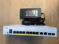 Cisco CBS350-8FP-E-2G - Vorderansicht mit Netzteil