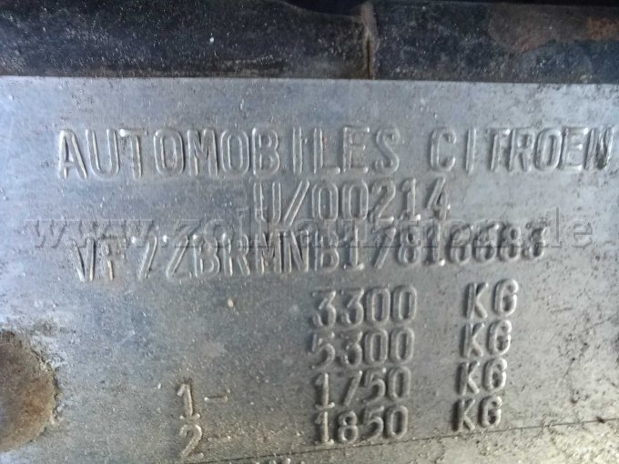 Citroen Jumper - Typenschild mit Fahrgestellnummer