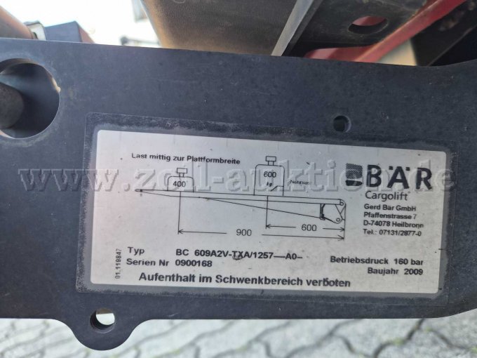 Typenschild Hebebühne