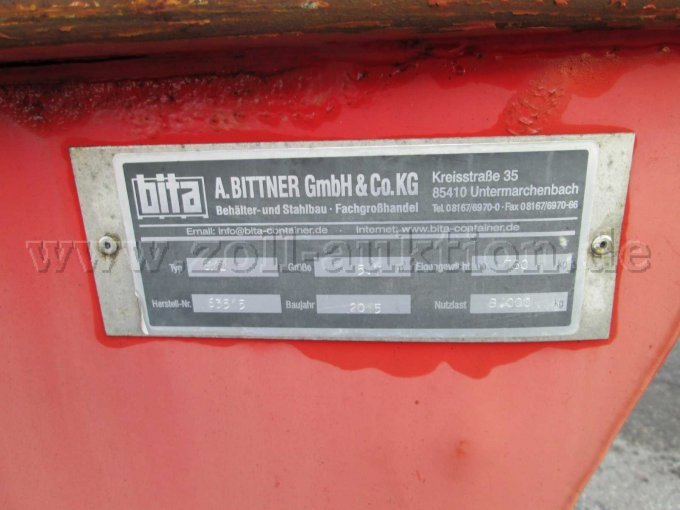 Container bita - Typenschild