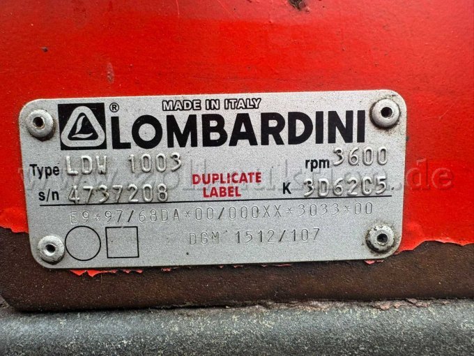 Duplikatlabel - Motorbeschreibung der Firma Lombardini