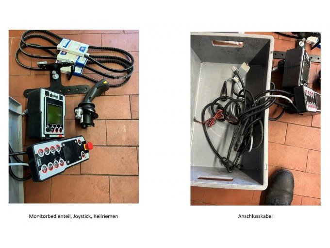 Monitorbedienteil, Joystick, Keilriemen und Anschlusskabel