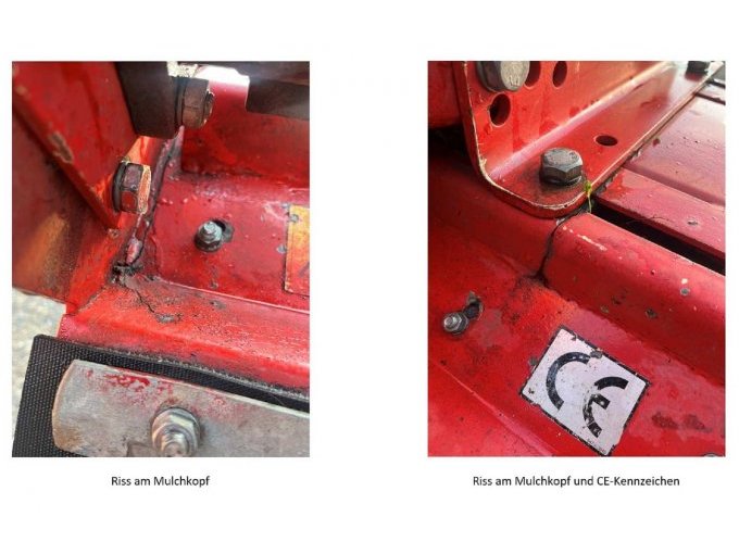 Risse am Mulchkopf und CE-Kennzeichen