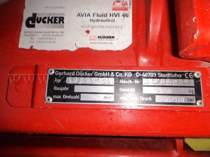 Dücker Mähkombination MK 25-800,
Typenschild Böschungsmäher DUA 800
