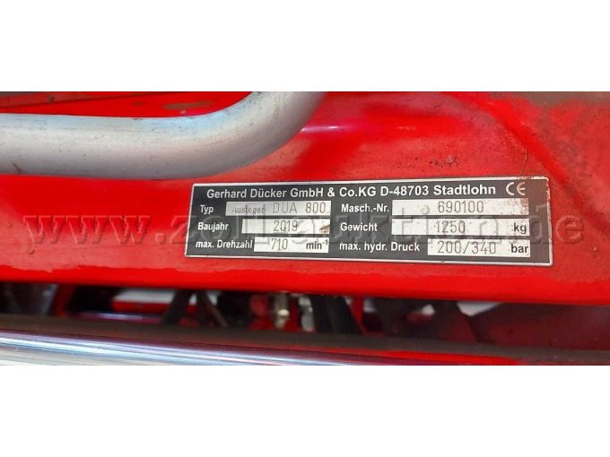 Typenschild Ausleger DUA 800