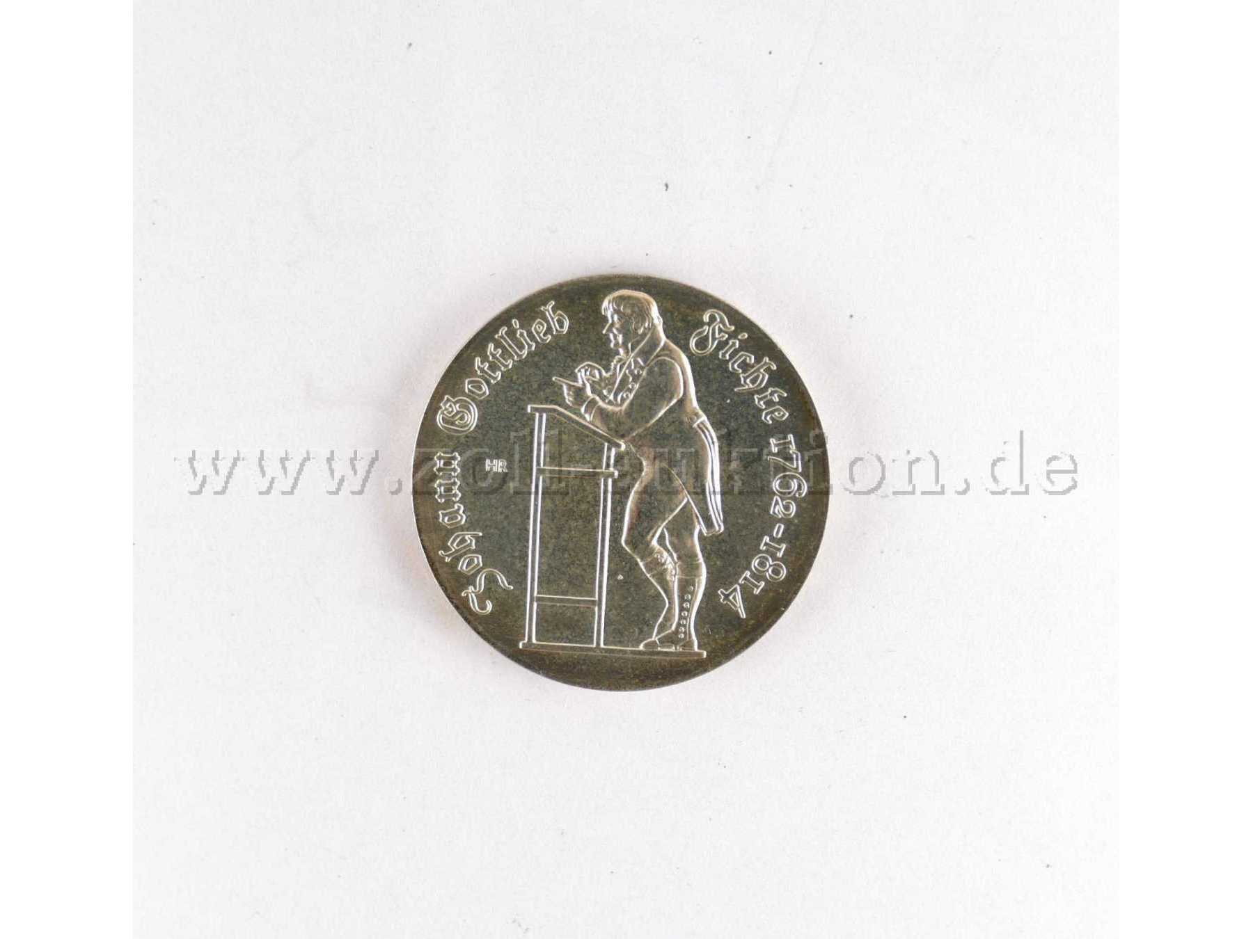 1 DDR 10 Mark Gedenkmünze 1990 - Johann Gottlieb Fichte, 500´er Silber