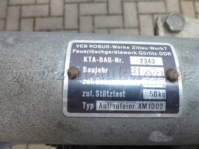 Typenschild Anhängerkupplung