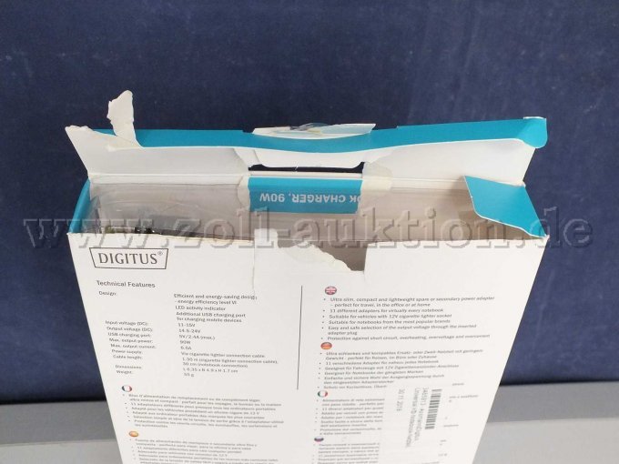 Rückansicht der beschädigten Verpackung