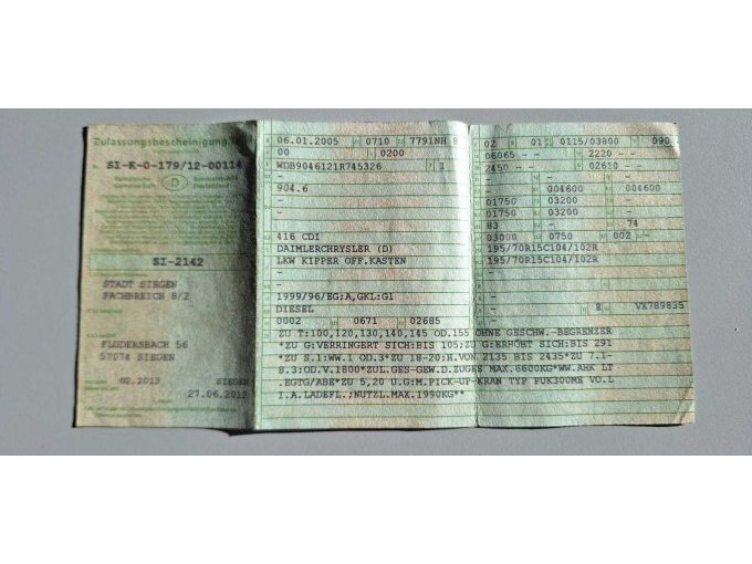 Zulassungsbescheinigung Teil I