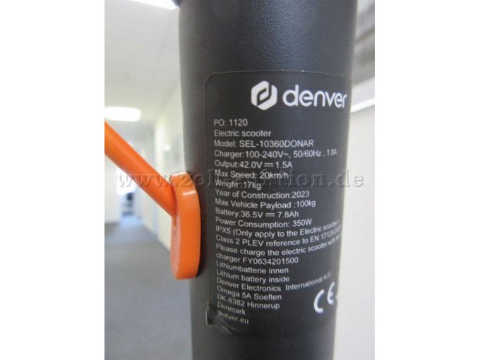 E-Scooter Denver Typenschild