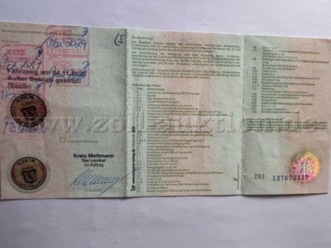 Kfz-Schein Rückseite