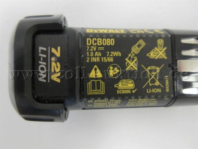 Dewalt Akku DCB080 Typenschild