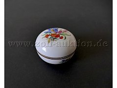 1 Dose Meissener Porzellan, Blumendekor mit Goldrand, II.Wahl, gebraucht
