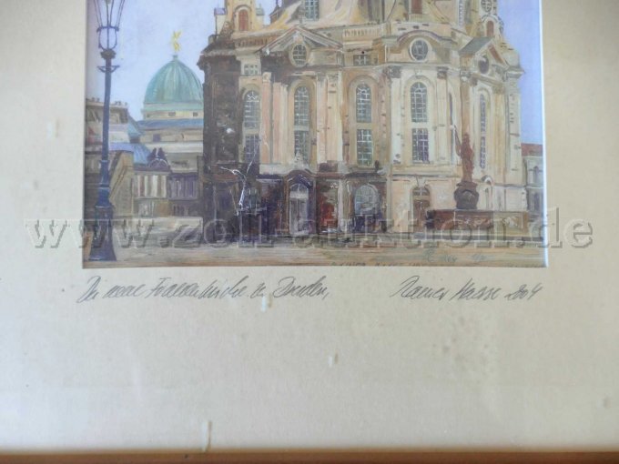 unterhalb auf dem Passepartout beschriftet mit: Die neue Frauenkirche zu Dresden, Rainer Hasse 2004